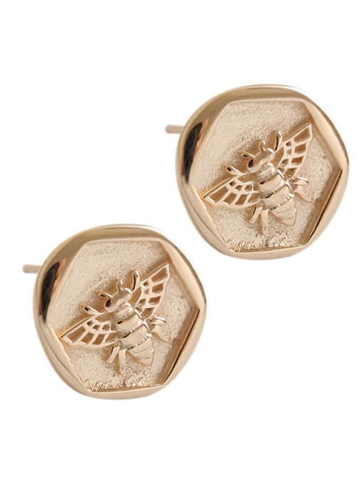 DAKA 925 Sterling Silver With Champagne Gold Plated Cute Insect bee Stud Earrings 4