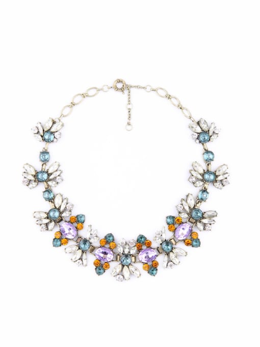 KM Colorful Rhinestones Flowers Alloy Necklace 0