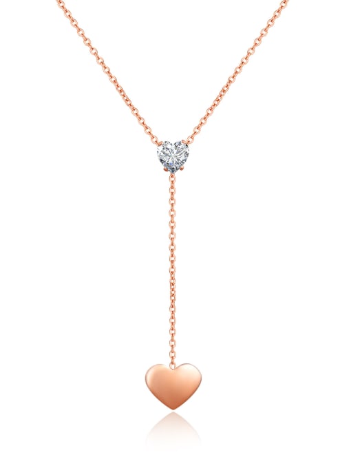 1172 - Rose Gold Stainless Steel With Rose Gold Plated Fashion Heart Necklaces