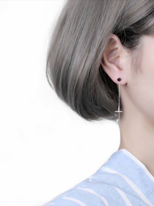 Peng Yuan Fashion Cross Silver Drop Earrings 1