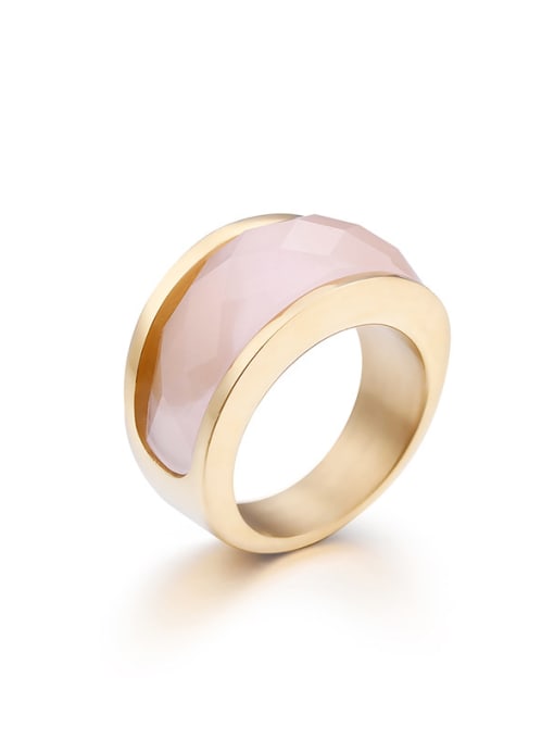 Light pink Stainless Steel With Gold Plated Trendy Geometric Multistone Rings