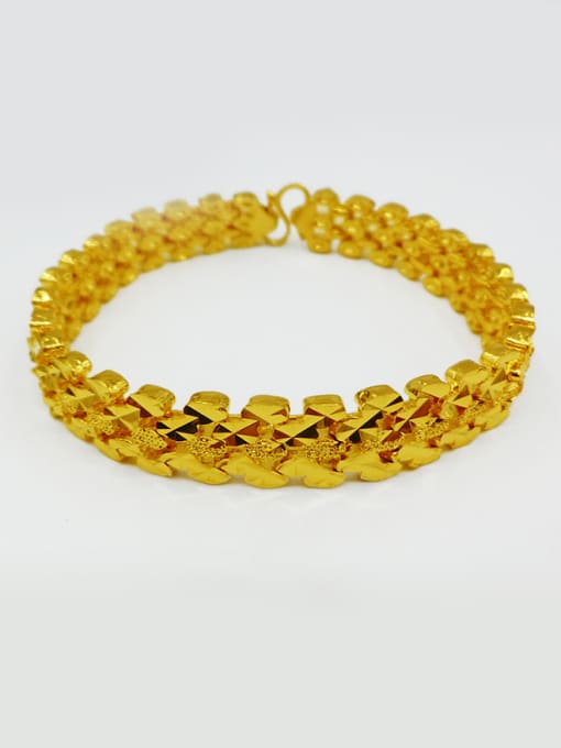 golden 18K Gold Plated Geometric Men Bracelet