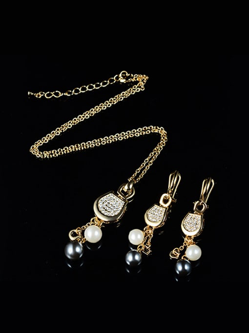 BESTIE 2018 Alloy Imitation-gold Plated Fashion Artificial Pearl and Rhinestones Two Pieces Jewelry Set 1