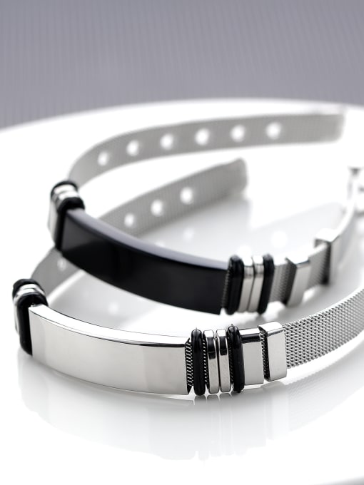 Open Sky Stainless Steel With Black Gun Plated Simplistic Geometric Band Bracelets 1
