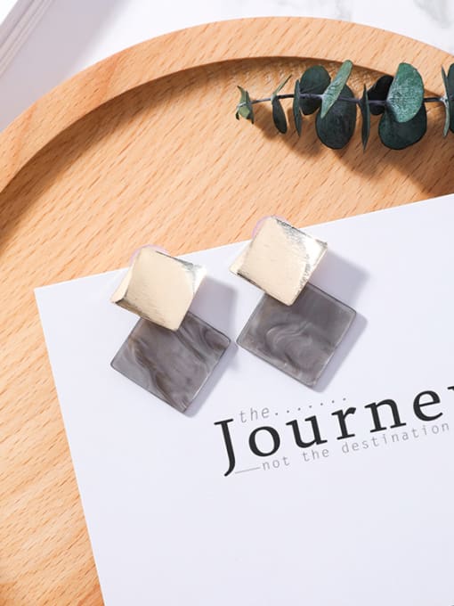 A3319 grey Alloy With Gold Plated Trendy Geometric Acrylic Stud Earrings