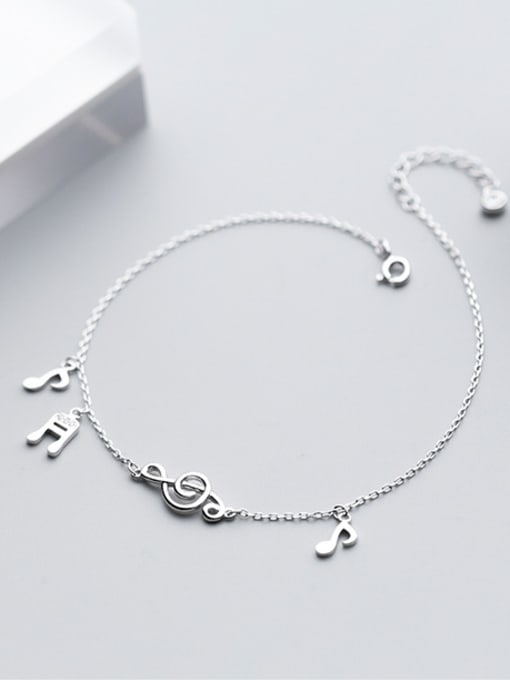 Rosh 925 Sterling Silver With Platinum Plated Cute Note Anklets 0