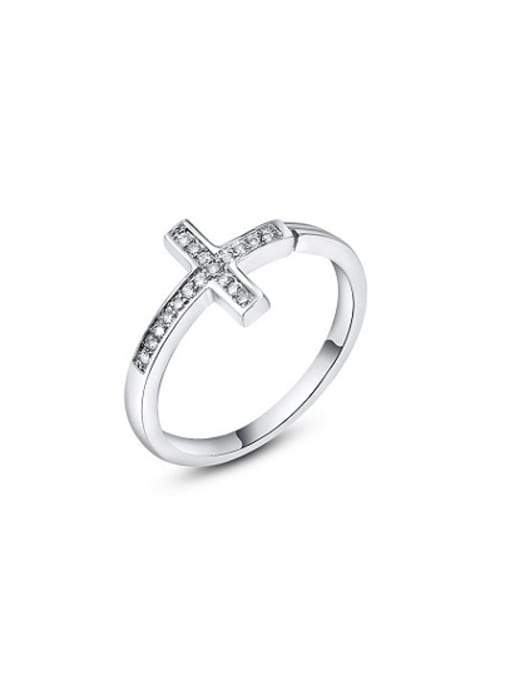 Platinum Personality Cross Shaped AAA Zircon Ring