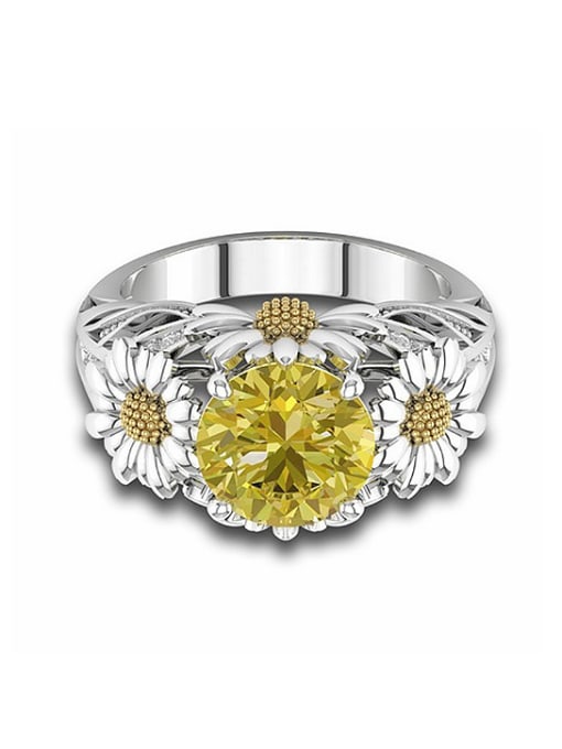 KENYON Exaggerated Yellow Zircon Flowers Copper Ring 2