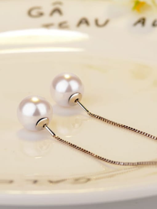 AI Fei Er Fashion Imitation Pearl Hollow Round Cubic Zirconias Line Earrings 2
