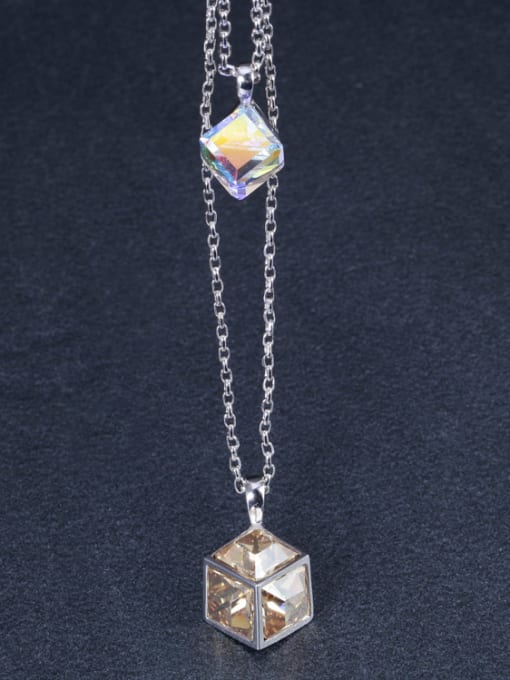 CEIDAI Double Chain Crystal Necklace 2