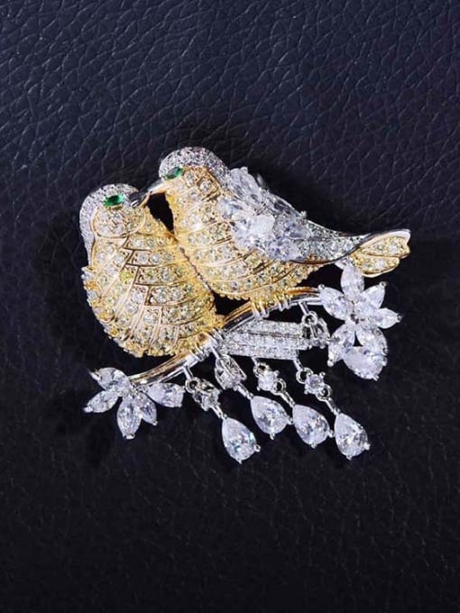 Hua Copper With  Cubic Zirconia Personality Bird Magpie Brooches 0
