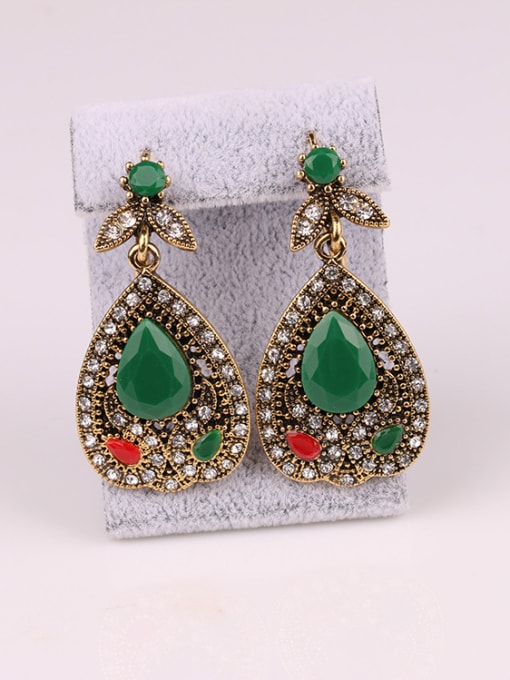 Gujin Ethnic style Water Drop shaped Resin stones Alloy Two Pieces Jewelry Set 2