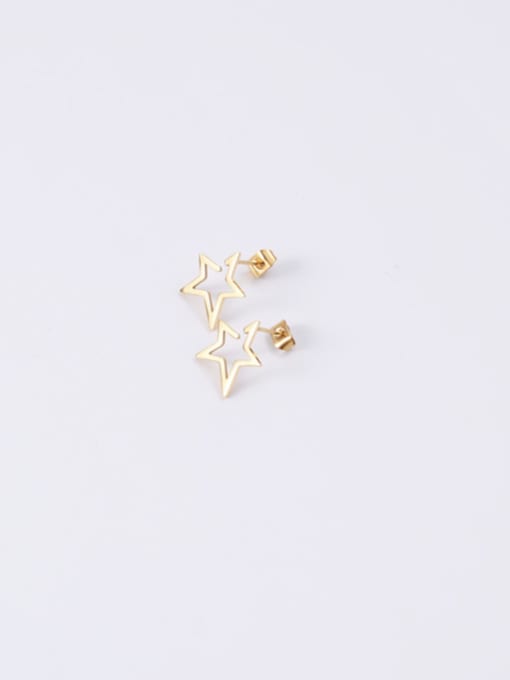 GROSE Titanium With Gold Plated Simplistic Star Stud Earrings 1