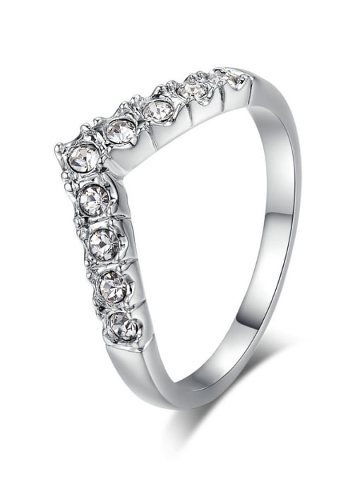 ZK V Shaped Elegant Women Ring with Zircons 2