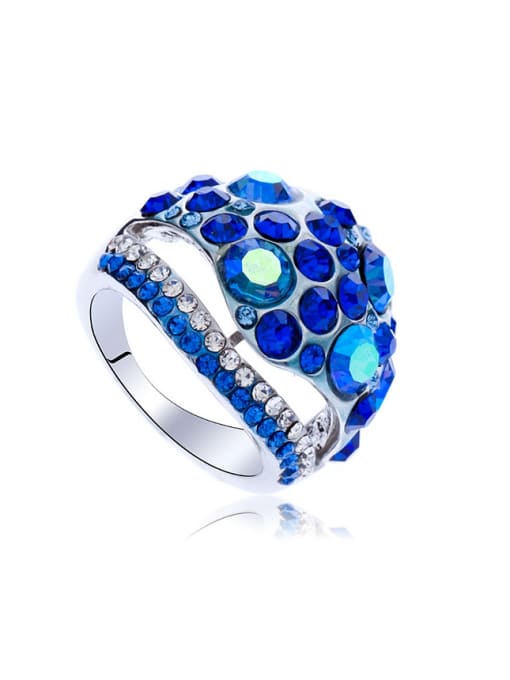 Wei Jia Exaggerated Blue Rhinestones Alloy Ring 0