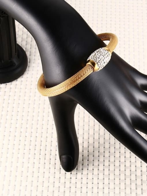 CONG Exquisite Gold Plated Net Shaped Rhinestone Bangle 1