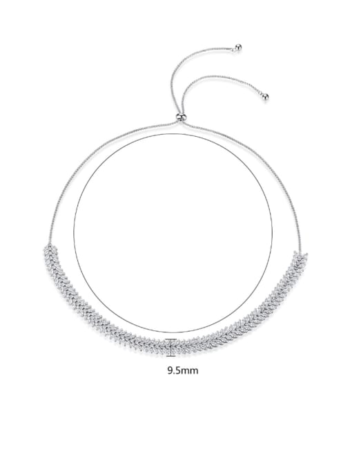 BLING SU Copper inlaid AAA zircon Sparkling luxury Telescopic Necklace 4