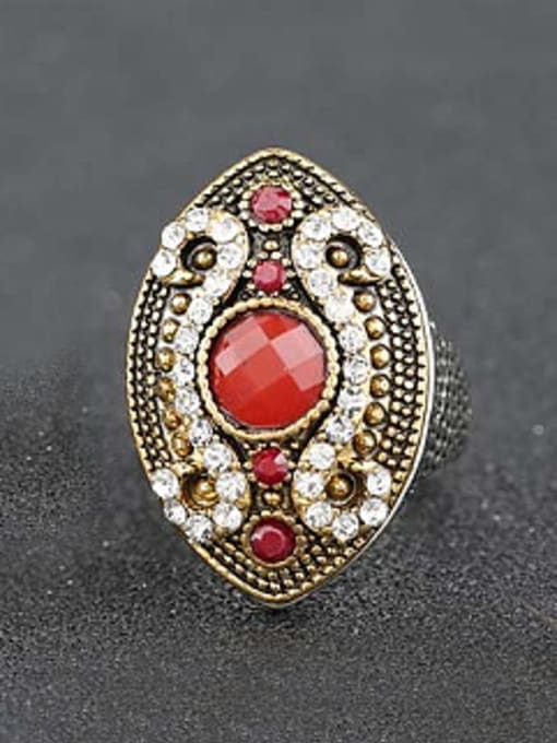 Gujin Retro style Resin stones Crystals Oval Alloy Ring 2