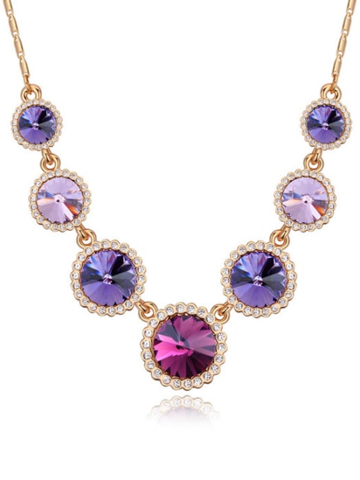 Purple Fashion Champagne Gold Cubic austrian Crystals Alloy Necklace