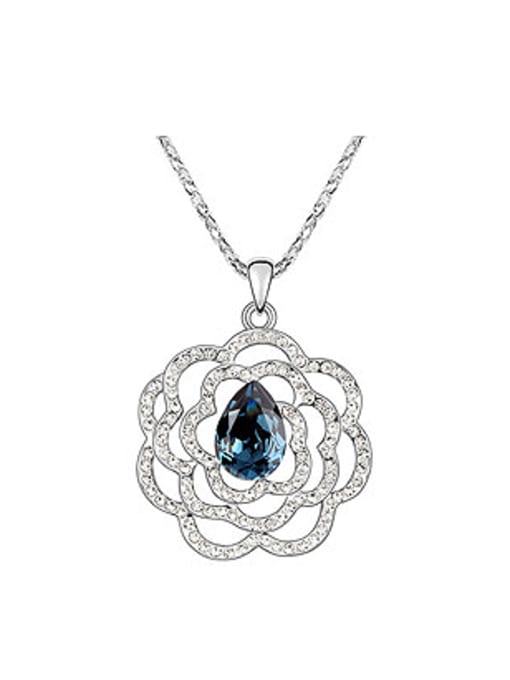 QIANZI Fashion austrian Crystals Flower Alloy Necklace