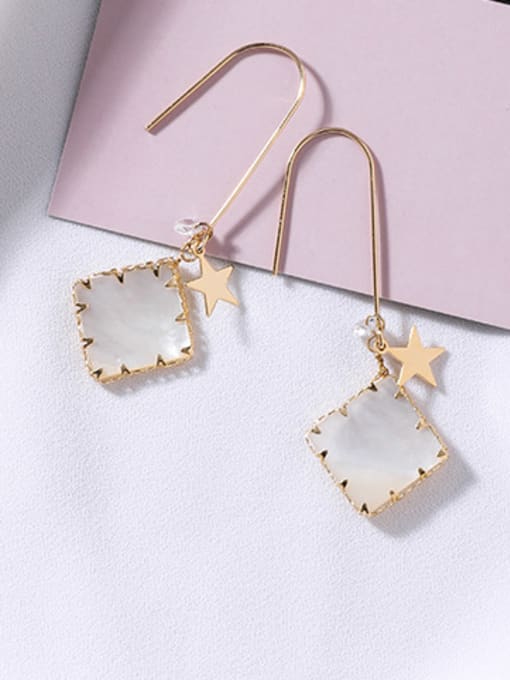 Square B Alloy With Rose Gold Plated Simplistic Geometric Tassel Hook Earrings