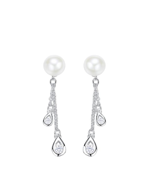 CEIDAI Fashion Artificial Pearls Zircon Stud Earrings 0