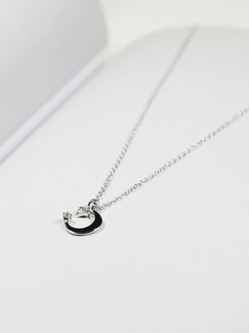 Peng Yuan Little Moon Zircon Silver Necklace 3