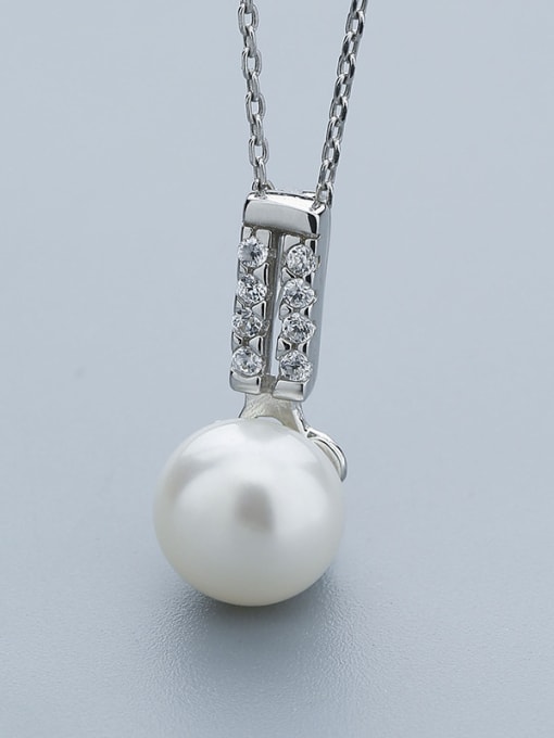 One Silver Simple Shiny Zirconias Freshwater Pearl 925 Silver Pendant 2