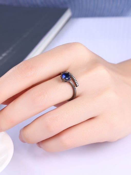 OUXI Personalized Blue Zircon Opening Ring 1