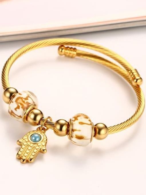 C Exquisite Gold Plated Cross Shaped Titanium Bracelet