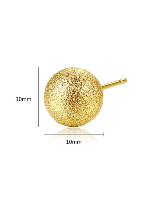 BLING SU Copper With 18k Gold Plated Simplistic Ball Stud Earrings 3