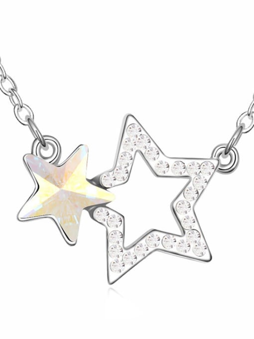 QIANZI Fashion austrian Crystals Double Stars Alloy Necklace 1