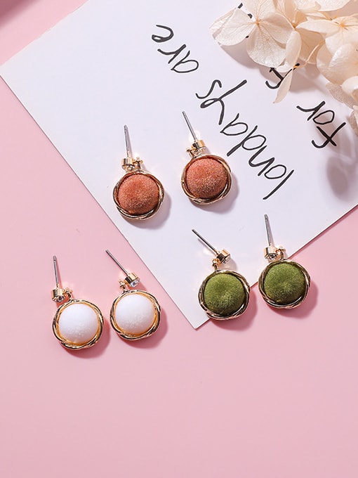 Girlhood Alloy With Gold Plated Romantic Round Stud Earrings