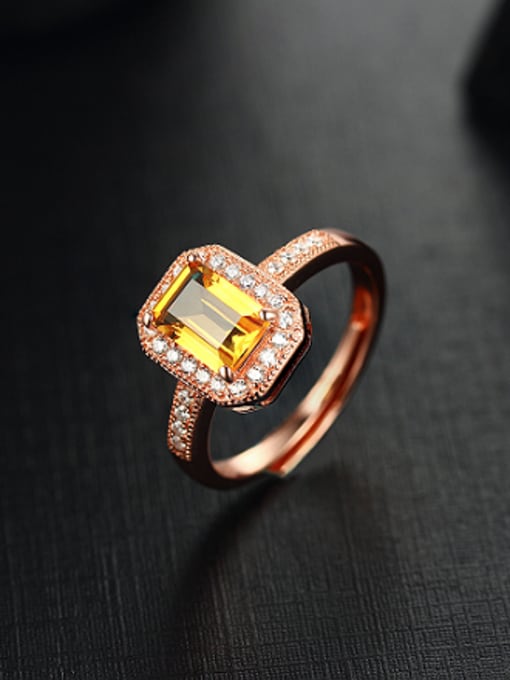 Deli Fashion Rectangular Crystal Zircon Engagement Ring