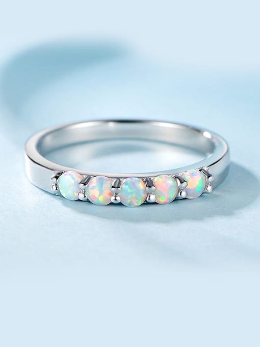 UNIENO Platinum Plated Opal Stone Ring 0