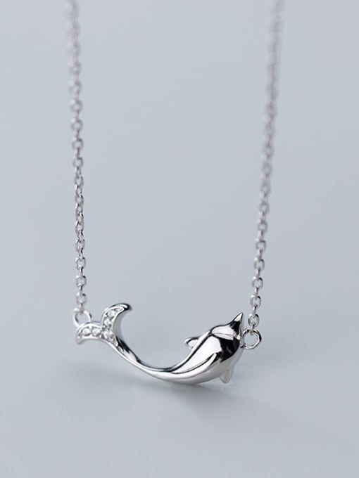 Rosh 925 Sterling Silver With Platinum Plated Simplistic Dolphin Necklaces 0