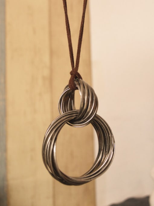 Dandelion Unisex Antique Silver Plated Circles Necklace