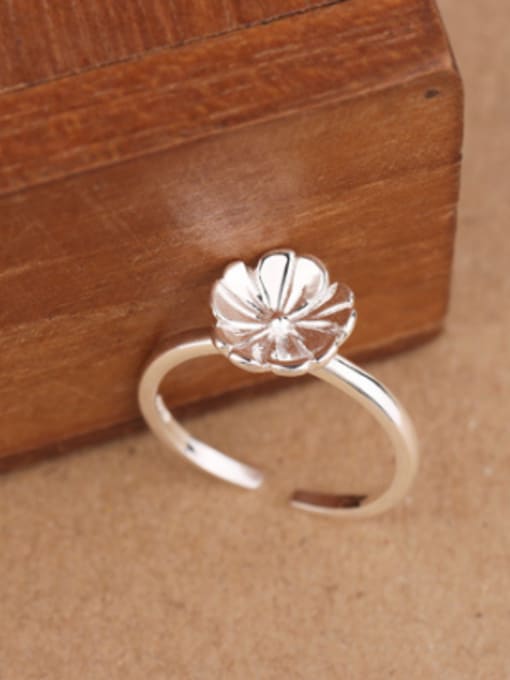 Peng Yuan Lotus Flower Silver Opening Ring 1