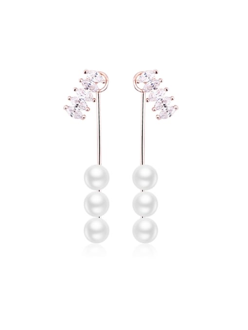 OUXI Simple Style Fashion Zircon Pearl drop earring 0