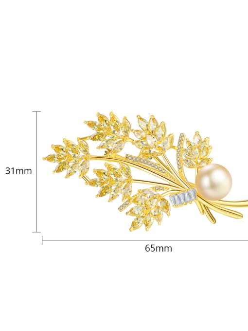 BLING SU Copper With Gold Plated Delicate Leaf Brooches 2