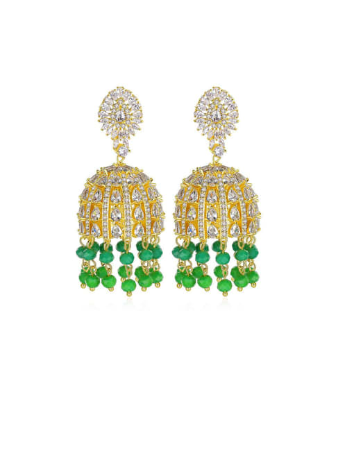 BLING SU Copper With Gold Plated Luxury Irregular Chandelier Earrings