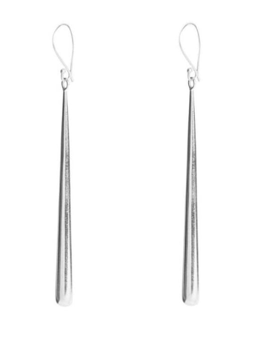 A platinum (6cm Long) Titanium With Gold Plated Simplistic Strip One Word  Earrings