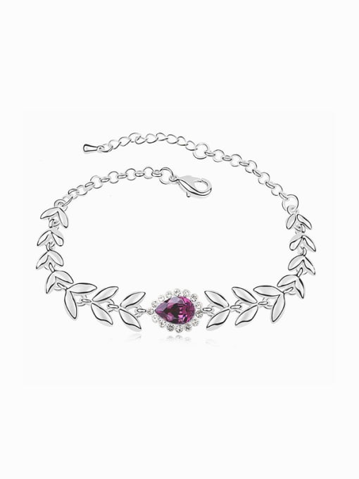purple Fashion Water Drop austrian Crystals Leaves Alloy Bracelet