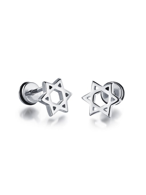 titanium Simple Tiny Six-pointed Star Titanium Stud Earrings