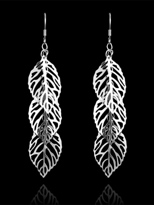 SANTIAGO Simple Hollow Leaves 925 Sterling Silver Earrings