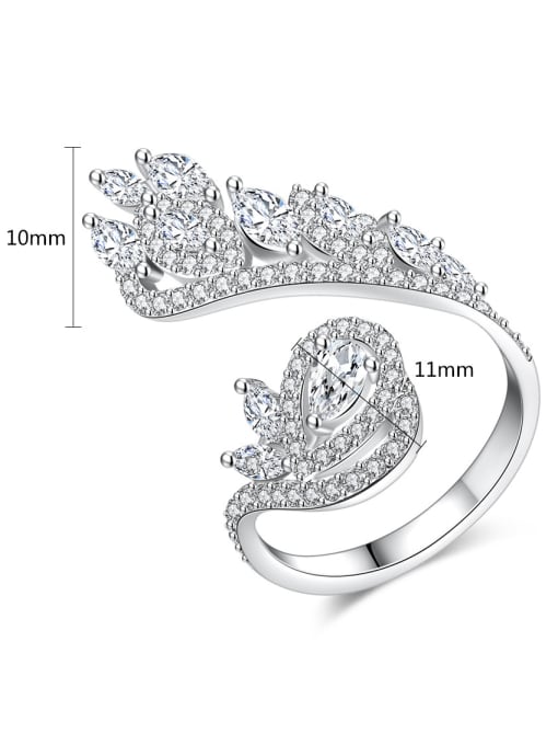 BLING SU Copper With Platinum Plated Exaggerated Flower Cubic Zirconia Statement Rings 4