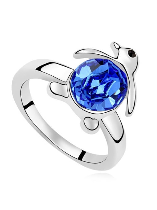 royal blue Personalized Little Penguin austrian Crystal Alloy Ring