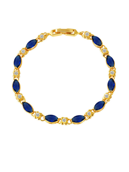 Blue Copper Alloy 18K Gold Plated Fashion Gemstone Bracelet