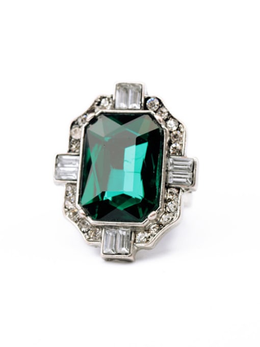 KM Fashion Emerald Glass Stones Alloy Ring 0