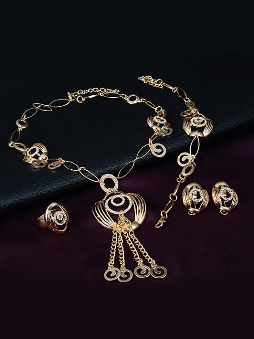 BESTIE 2018 Alloy Imitation-gold Plated Ethnic style Rhinestones Four Pieces Jewelry Set 1